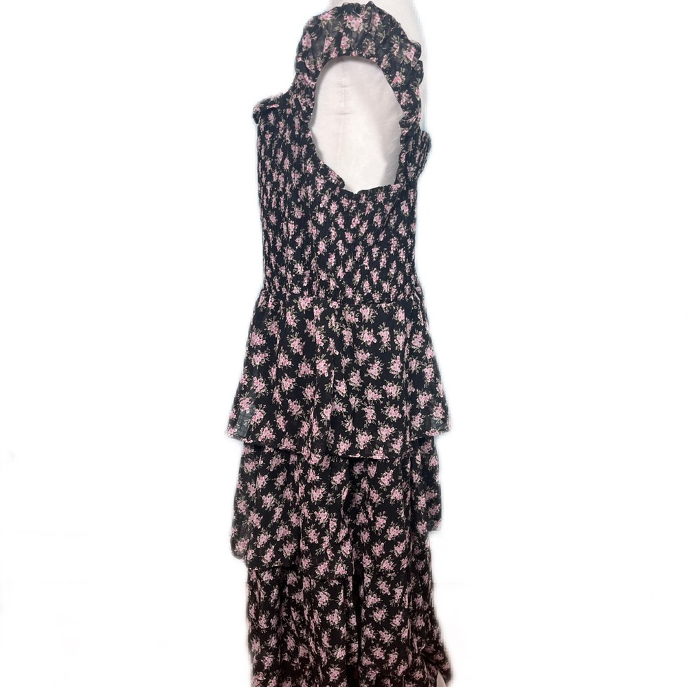 NWT And Now This Black and Pink Floral Midi Dress With‎ Ruffle Skirt Size 3XL - Picture 5 of 8